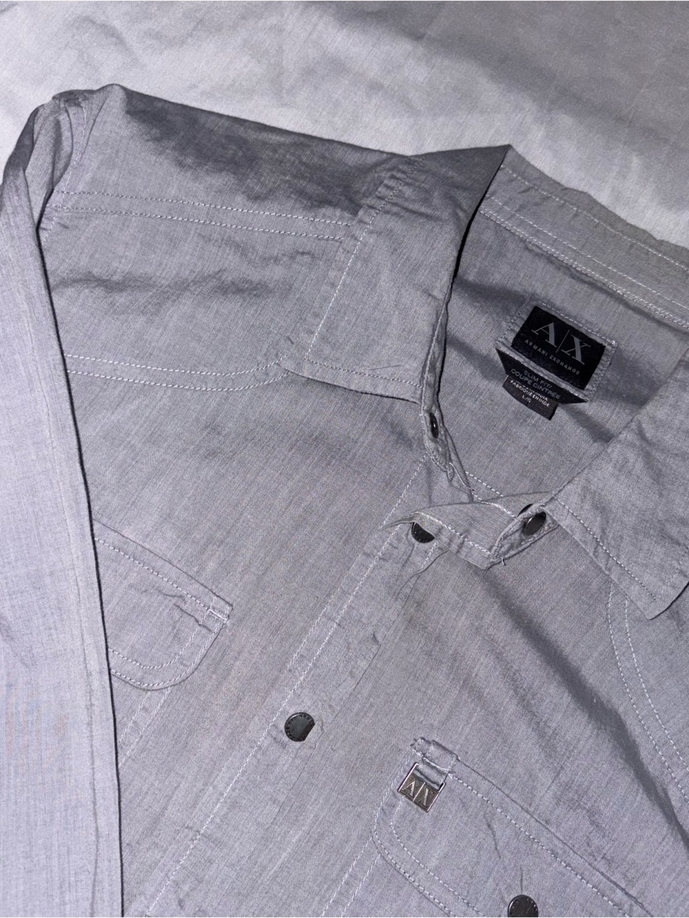 A/X Armani Exchange Slim Fit Light Gray Lightweight Shirt size Large